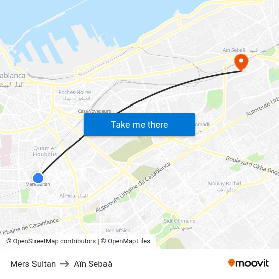 Mers Sultan to Aïn Sebaâ map