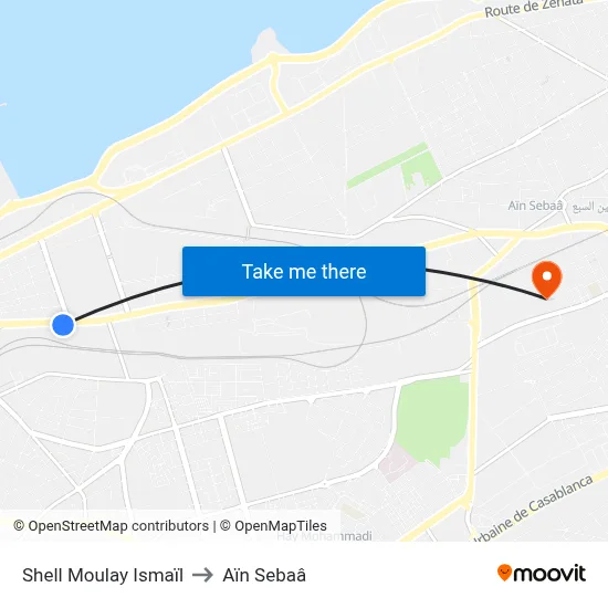 Shell Moulay Ismaïl to Aïn Sebaâ map