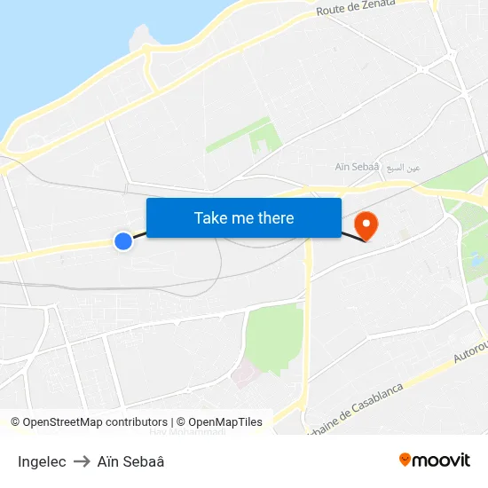 Ingelec to Aïn Sebaâ map