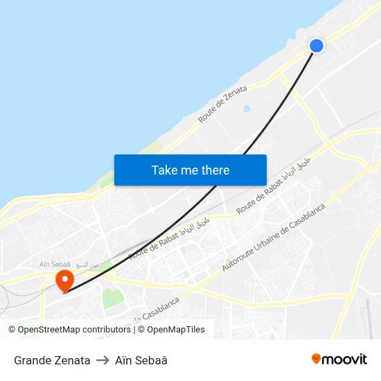 Grande Zenata to Aïn Sebaâ map