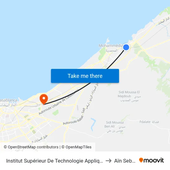 Institut Supérieur De Technologie Appliquée to Aïn Sebaâ map