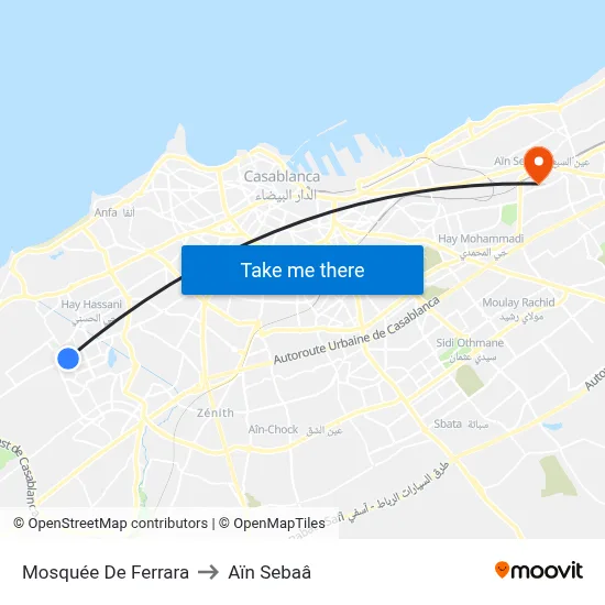 Mosquée De Ferrara to Aïn Sebaâ map