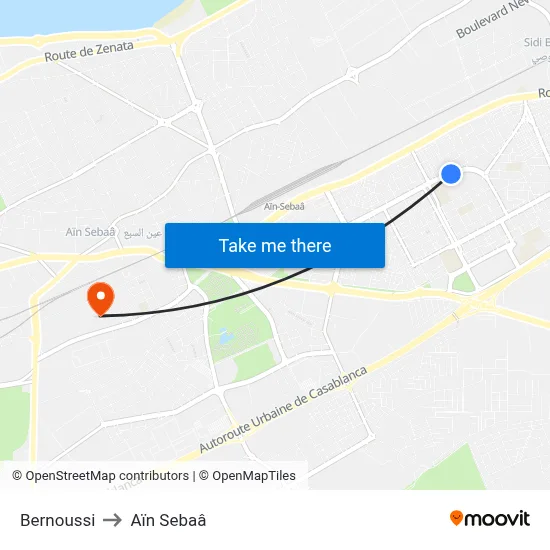 Bernoussi to Aïn Sebaâ map