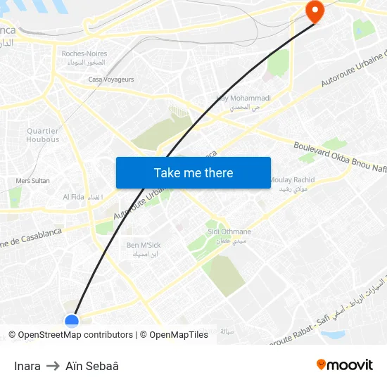 Inara to Aïn Sebaâ map