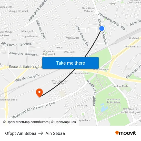 Ofppt Ain Sebaa to Aïn Sebaâ map