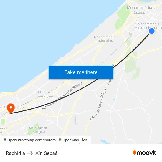 Rachidia to Aïn Sebaâ map