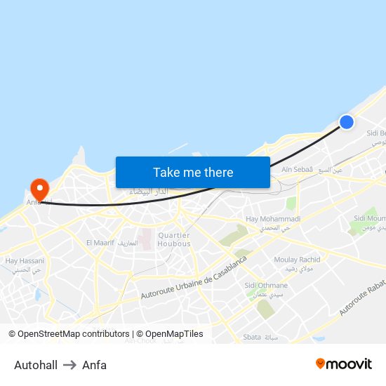 Autohall to Anfa map