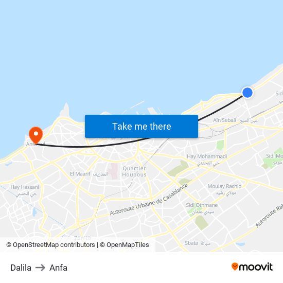 Dalila to Anfa map