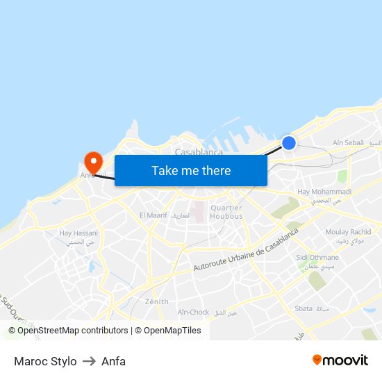 Maroc Stylo to Anfa map
