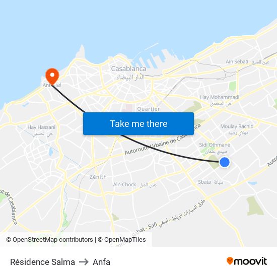 Résidence Salma to Anfa map