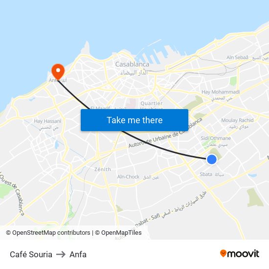 Café Souria to Anfa map