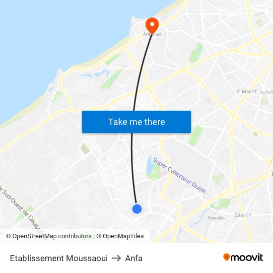 Etablissement Moussaoui to Anfa map