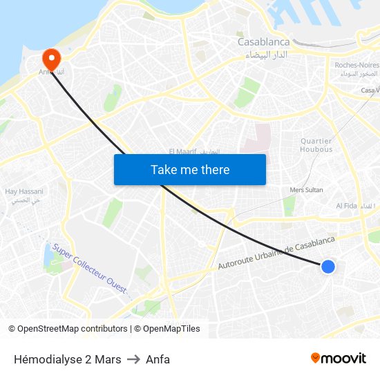 Hémodialyse 2 Mars to Anfa map