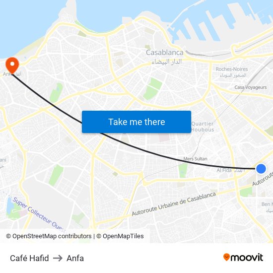 Café Hafid to Anfa map