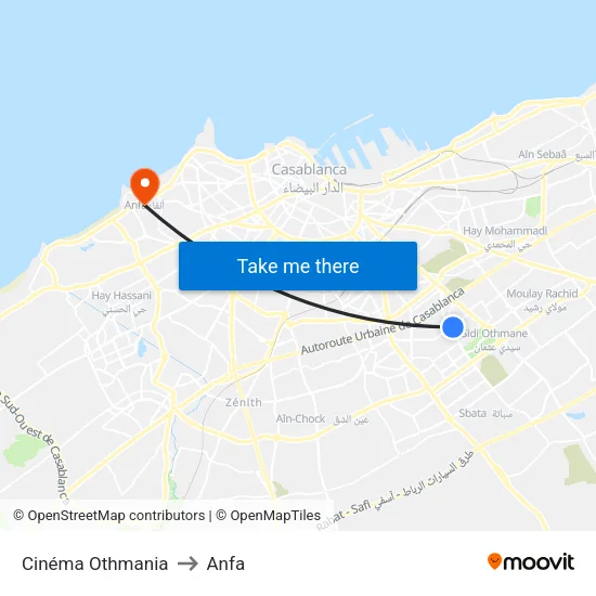 Cinéma Othmania to Anfa map
