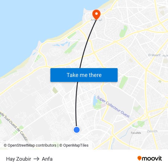 Hay Zoubir to Anfa map