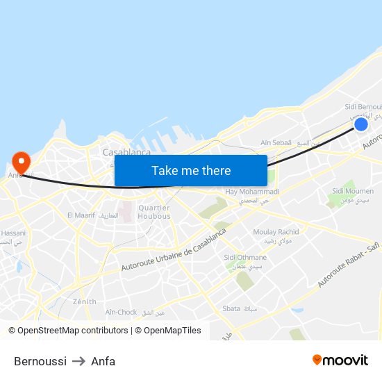 Bernoussi to Anfa map