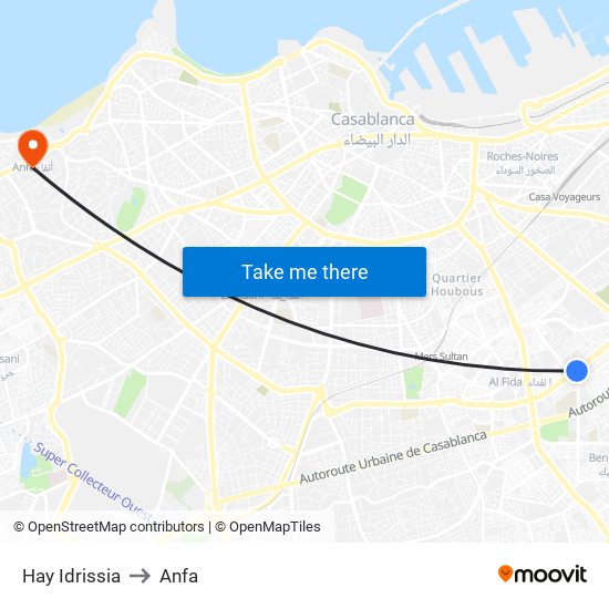 Hay Idrissia to Anfa map