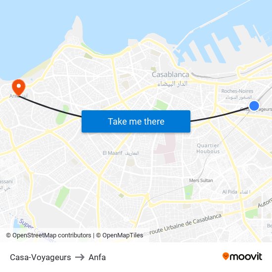 Casa-Voyageurs to Anfa map