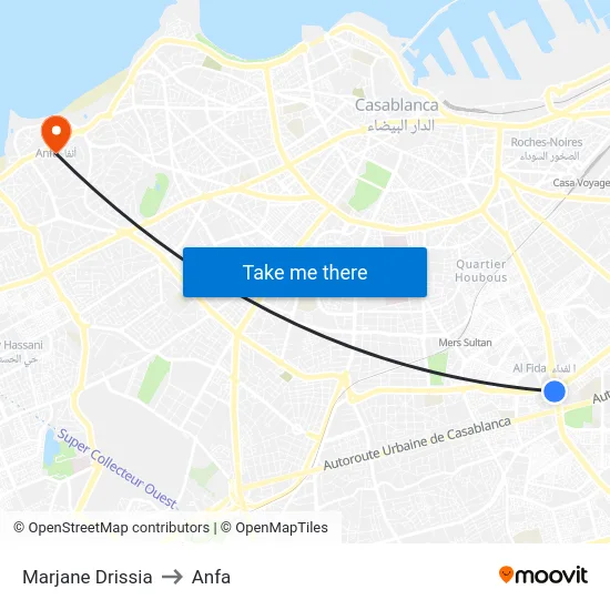 Marjane Drissia to Anfa map