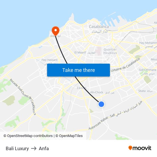 Bali Luxury to Anfa map