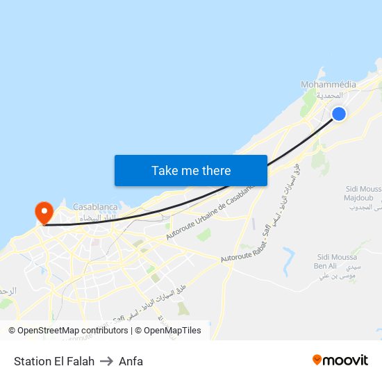 Station El Falah to Anfa map