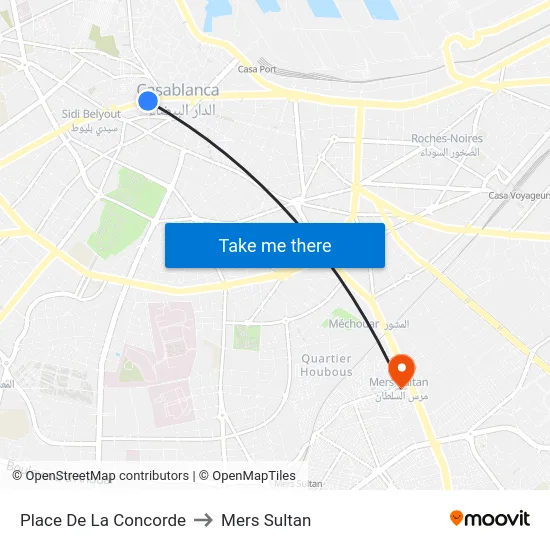 Place De La Concorde to Mers Sultan map