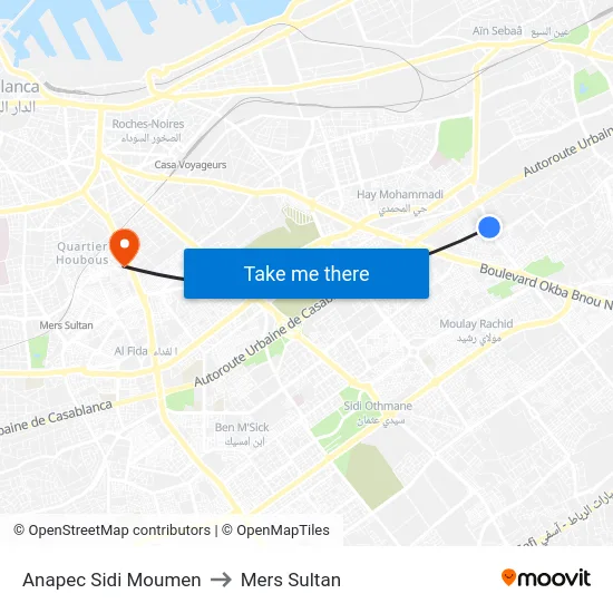 Anapec Sidi Moumen to Mers Sultan map