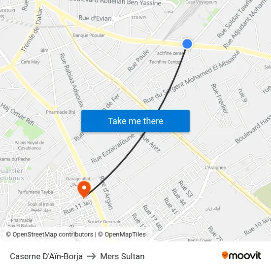 Caserne D'Aïn-Borja to Mers Sultan map