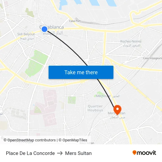 Place De La Concorde to Mers Sultan map