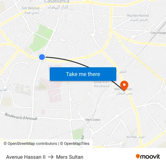 Hassan II Avenue to Mers Sultan map