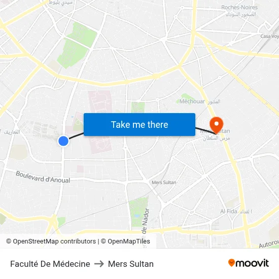 Faculté De Médecine to Mers Sultan map