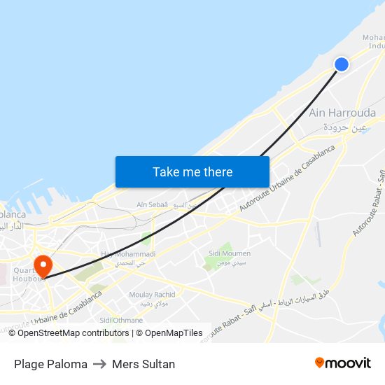 Plage Paloma to Mers Sultan map