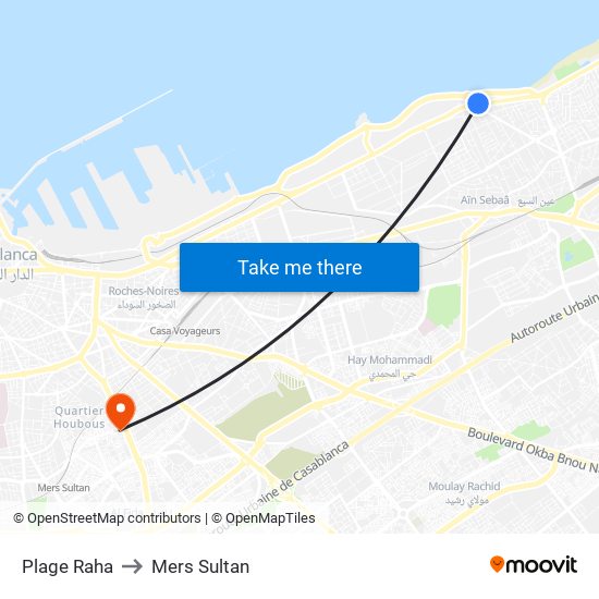 Plage Raha to Mers Sultan map