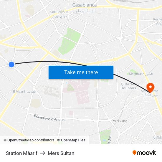 Station Mâarif to Mers Sultan map