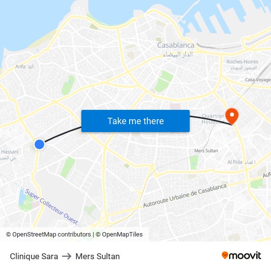 Clinique Sara to Mers Sultan map