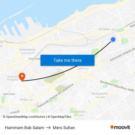 Hammam Bab Salam to Mers Sultan map