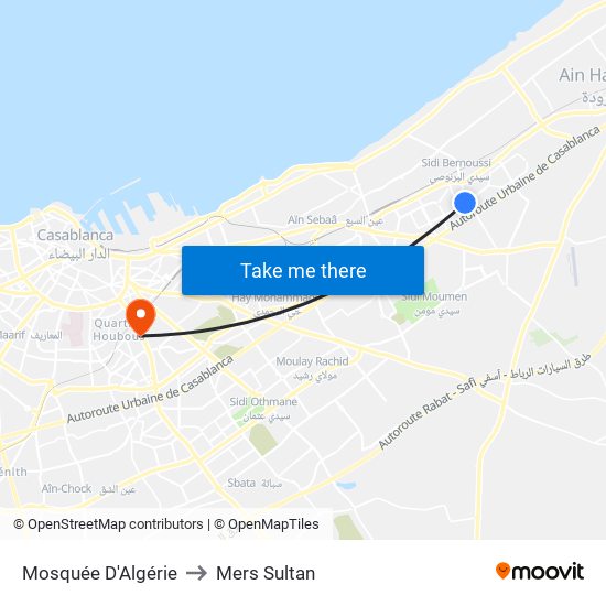 Mosquée D'Algérie to Mers Sultan map