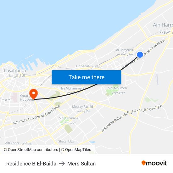 Résidence B El-Baida to Mers Sultan map