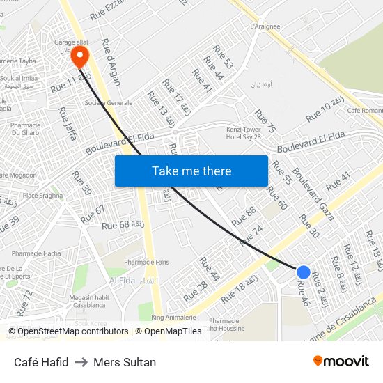 Café Hafid to Mers Sultan map