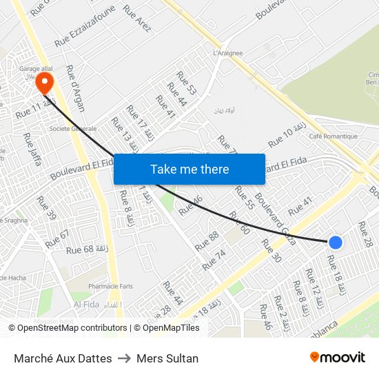 Marché Aux Dattes to Mers Sultan map