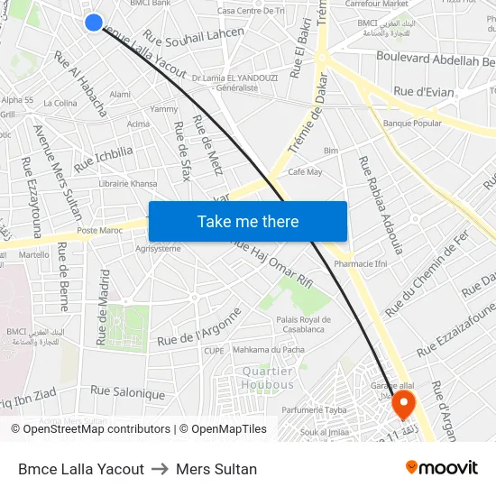 Bmce Lalla Yacout to Mers Sultan map