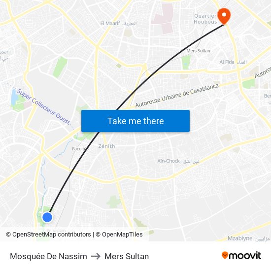 Mosquée De Nassim to Mers Sultan map
