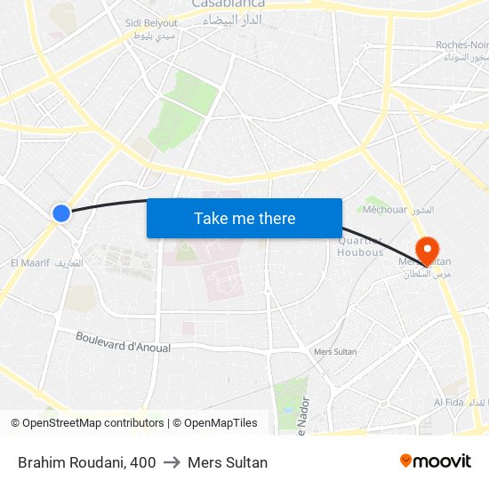 Brahim Roudani, 400 to Mers Sultan map