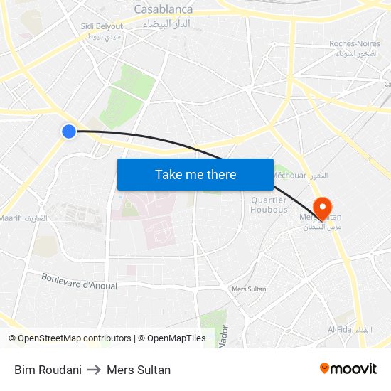 Bim Roudani to Mers Sultan map