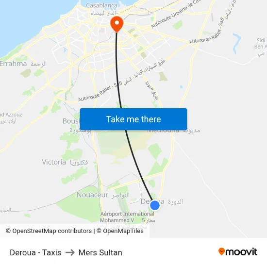 Deroua - Taxis to Mers Sultan map