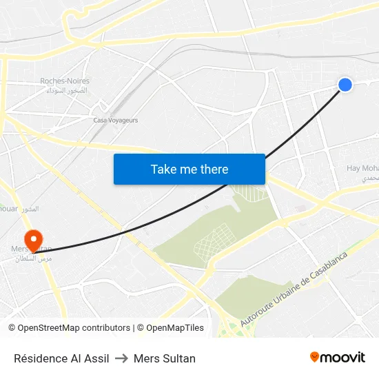 Résidence Al Assil to Mers Sultan map