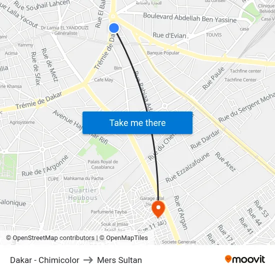 Dakar - Chimicolor to Mers Sultan map