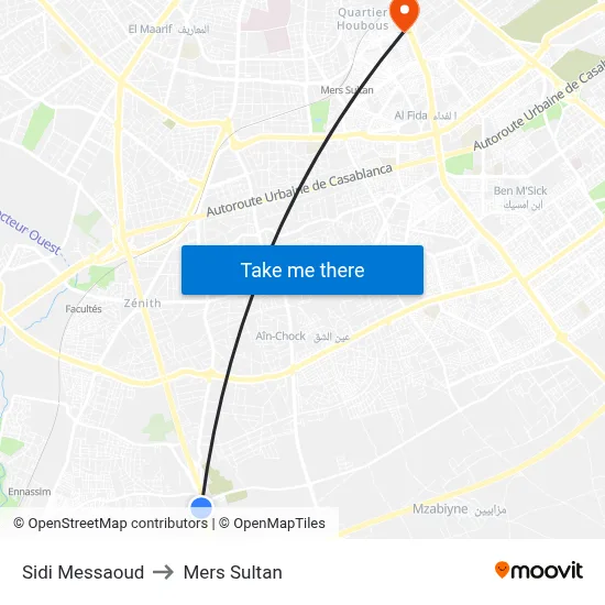 Sidi Messaoud to Mers Sultan map