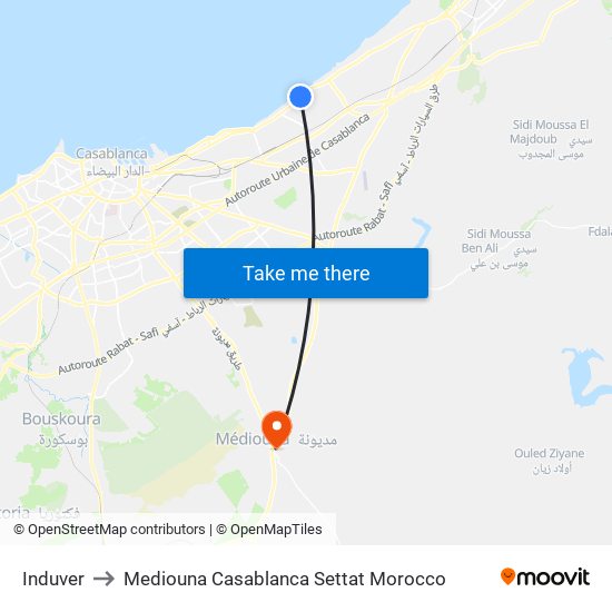 Induver to Mediouna Casablanca Settat Morocco map